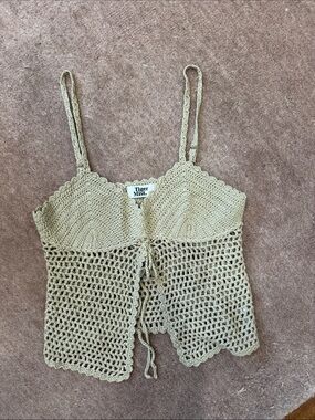Tiger Mist Beige Crochet Tie-Front Cami